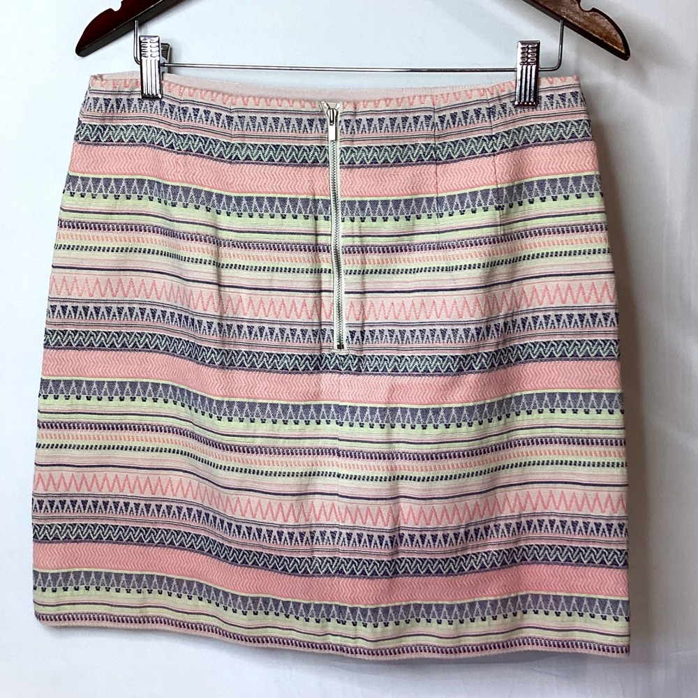 LOFT Size 10‎ Mini Skirt Striped Geometric Pink Blue Green Women's Career - Picture 3 of 8